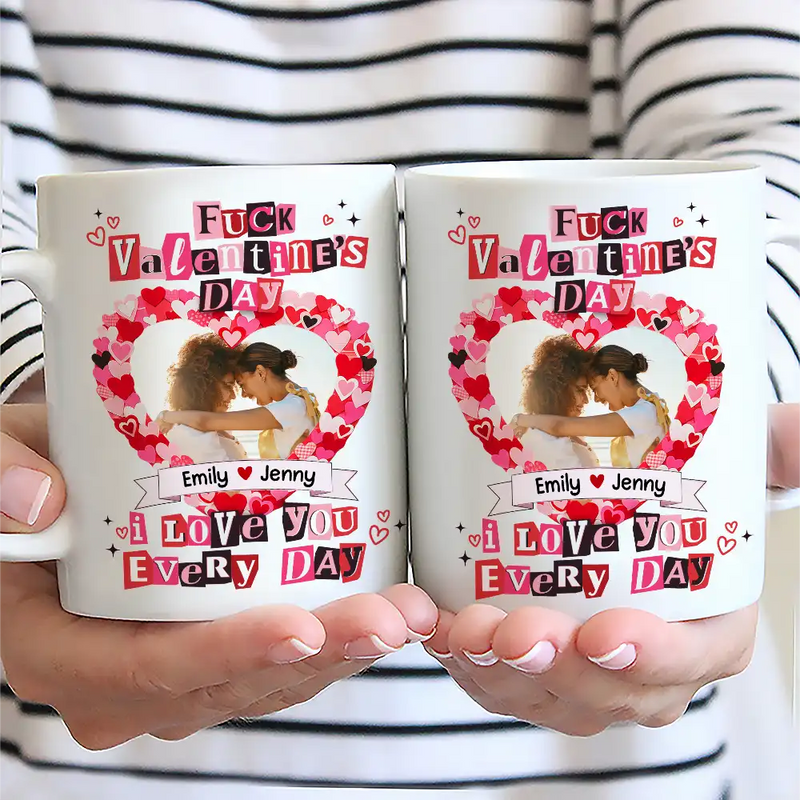 Old Couples,Gift For Couples,Gift For Husband,Gift For Wife,Gift For Boyfriend,Gift For Girlfriend,Love,Custom Photo - Custom Photo I Love You Every Day Ransom Note Style - Personalized Mug