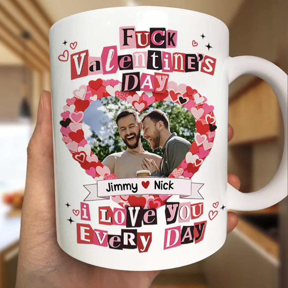 Old Couples,Gift For Couples,Gift For Husband,Gift For Wife,Gift For Boyfriend,Gift For Girlfriend,Love,Custom Photo - Custom Photo I Love You Every Day Ransom Note Style - Personalized Mug