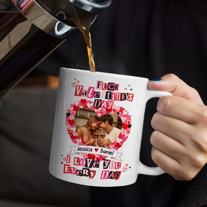 Old Couples,Gift For Couples,Gift For Husband,Gift For Wife,Gift For Boyfriend,Gift For Girlfriend,Love,Custom Photo - Custom Photo I Love You Every Day Ransom Note Style - Personalized Mug