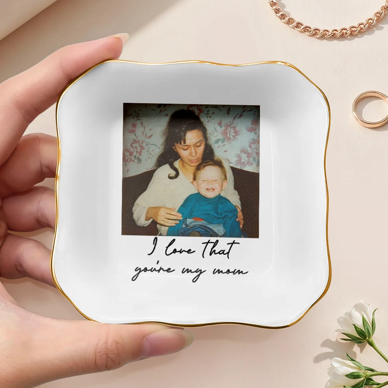 Gift For Mother,Gift For Grandma,Love,Custom Photo - Custom Photo I Love You Mom Vintage - Personalized Ring Dish