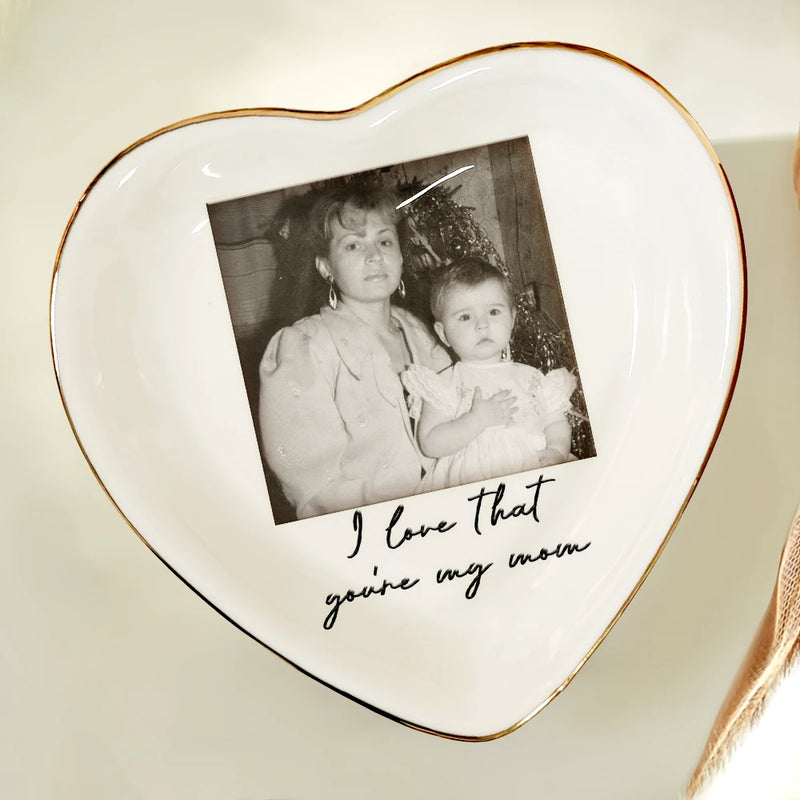 Gift For Mother,Gift For Grandma,Love,Custom Photo - Custom Photo I Love You Mom Vintage - Personalized Ring Dish