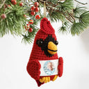 Family, Memorial, Sad, Christmas - Custom Photo I Love You To The Moon And Back - Personalized Crochet Cardinal Bird Hanging Decoration