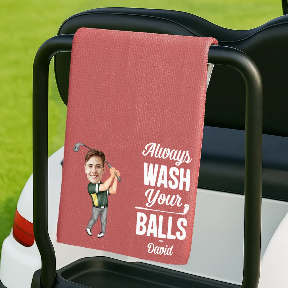 Funny,Golf,Sport Dad,Gift For Husband,Gift For Boyfriend,Gift For Men,Gift For Yourself,Gift For Grandpa,Dad's Hobby,Grandma's Hobby,Gift For Father - Custom Photo I Use This Towel To Clean My Balls Funny - Personalized Golf Towel
