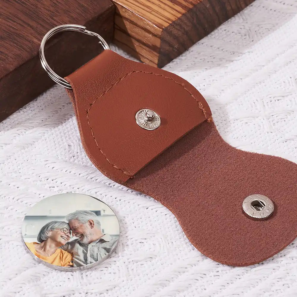 Memorial,Sad - Custom Photo I Will Carry You With Me - Personalized Leather Pocket Hug