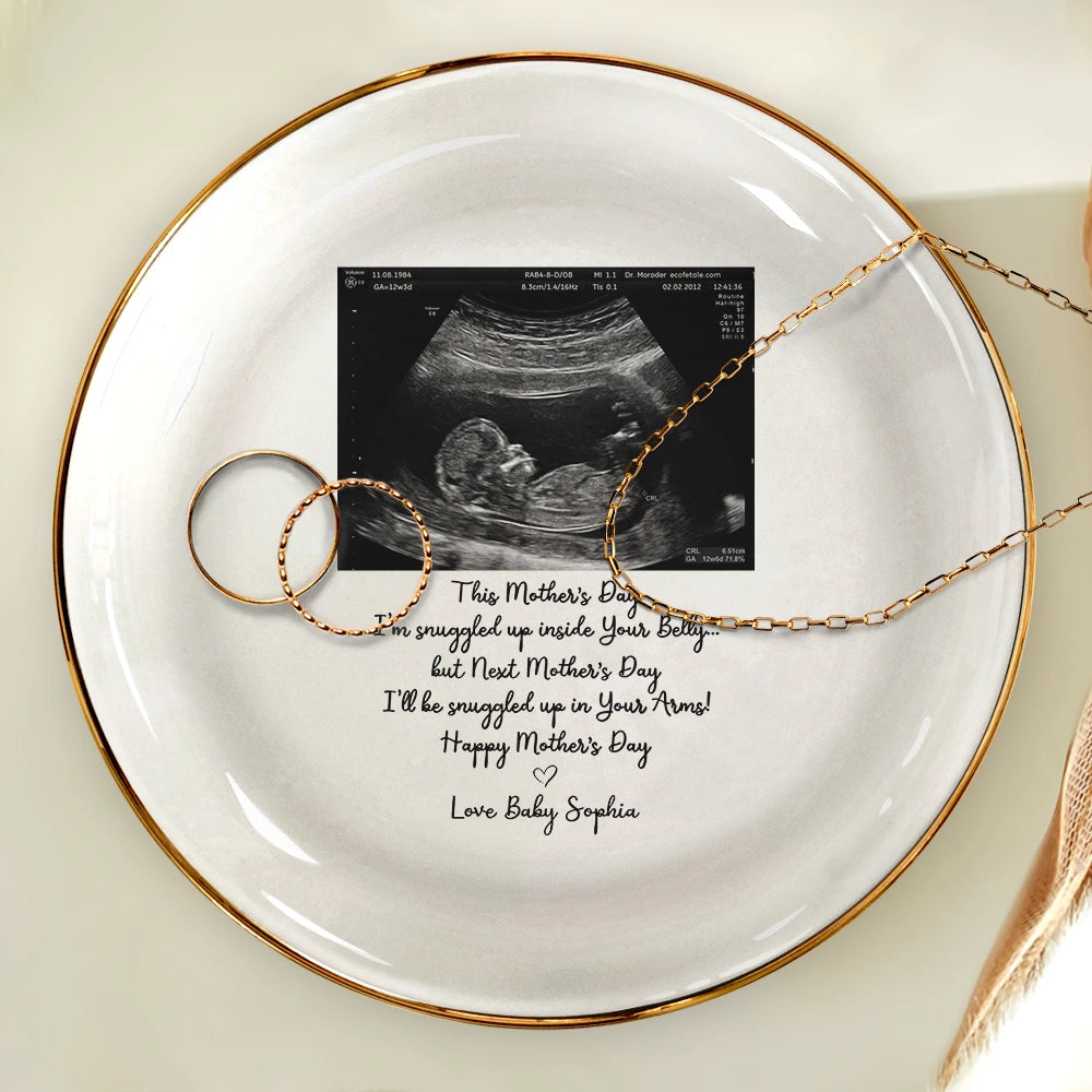 Love,Gift For Mother,Top Market,Top Market,Photo - Custom Photo I'll Be Snuggled Up In Your Belly - Personalized Ring Dish