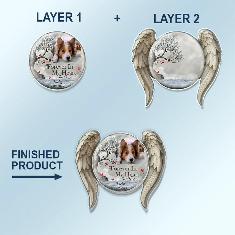 Memorial,Family,Parents,Gift For Grandparents,Sad,Custom Photo - Custom Photo I'm Always With You Angel Wings - Personalized Custom Shaped Acrylic Car Visor Clip