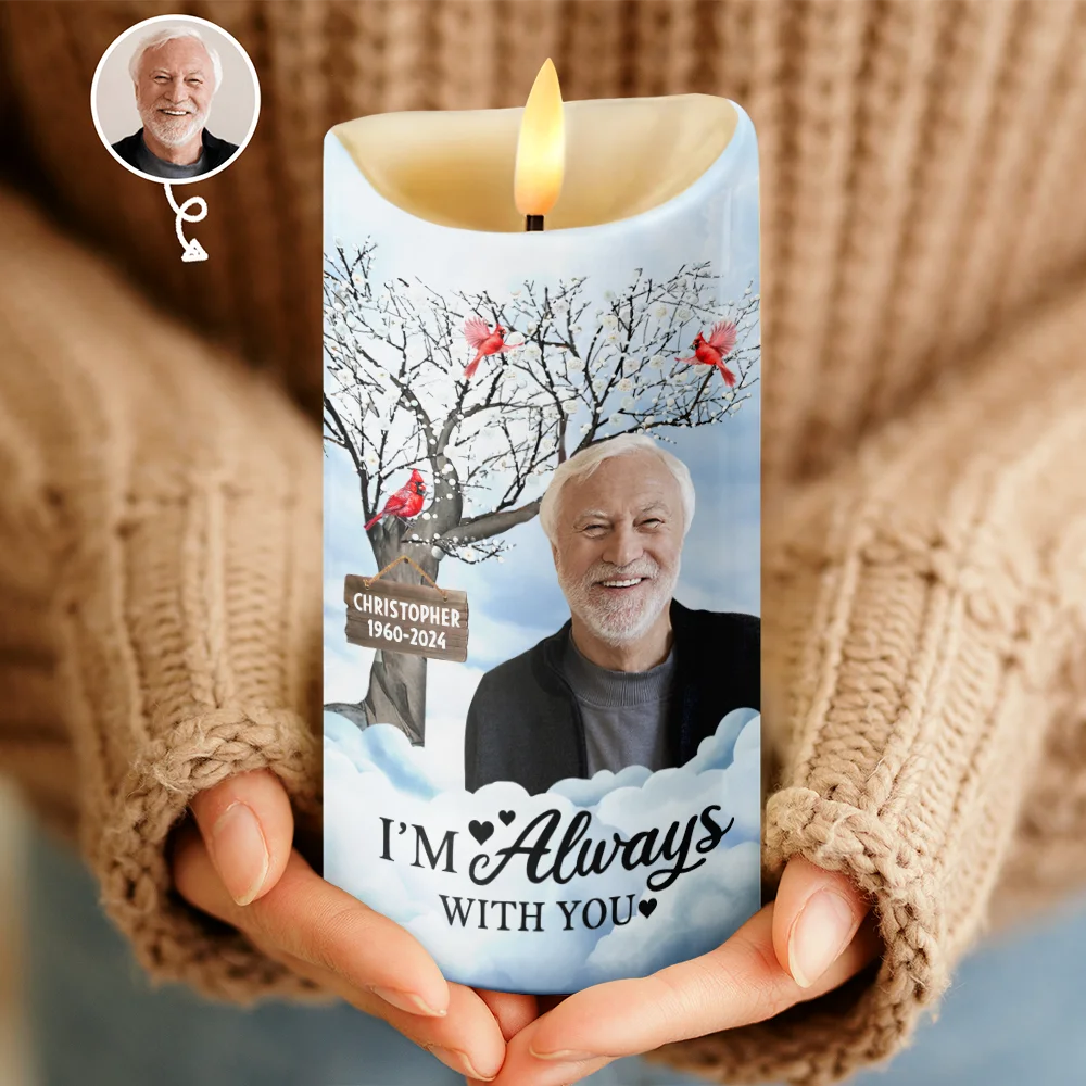 Custom Photo I'm Always With You Memorial - Personalized Flameless LED Candle