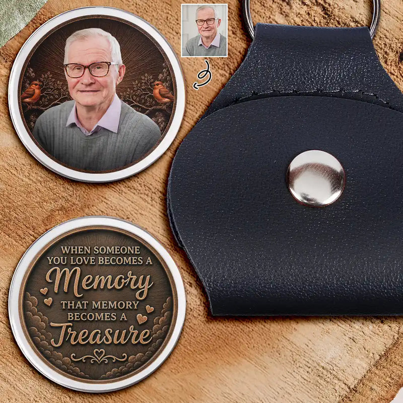 Christmas,Custom Photo,Sympathetic,Family,Memorial,Remove BG Photo - Custom Photo I'm Here By Your Side Vintage - Personalized Leather Pocket Hug