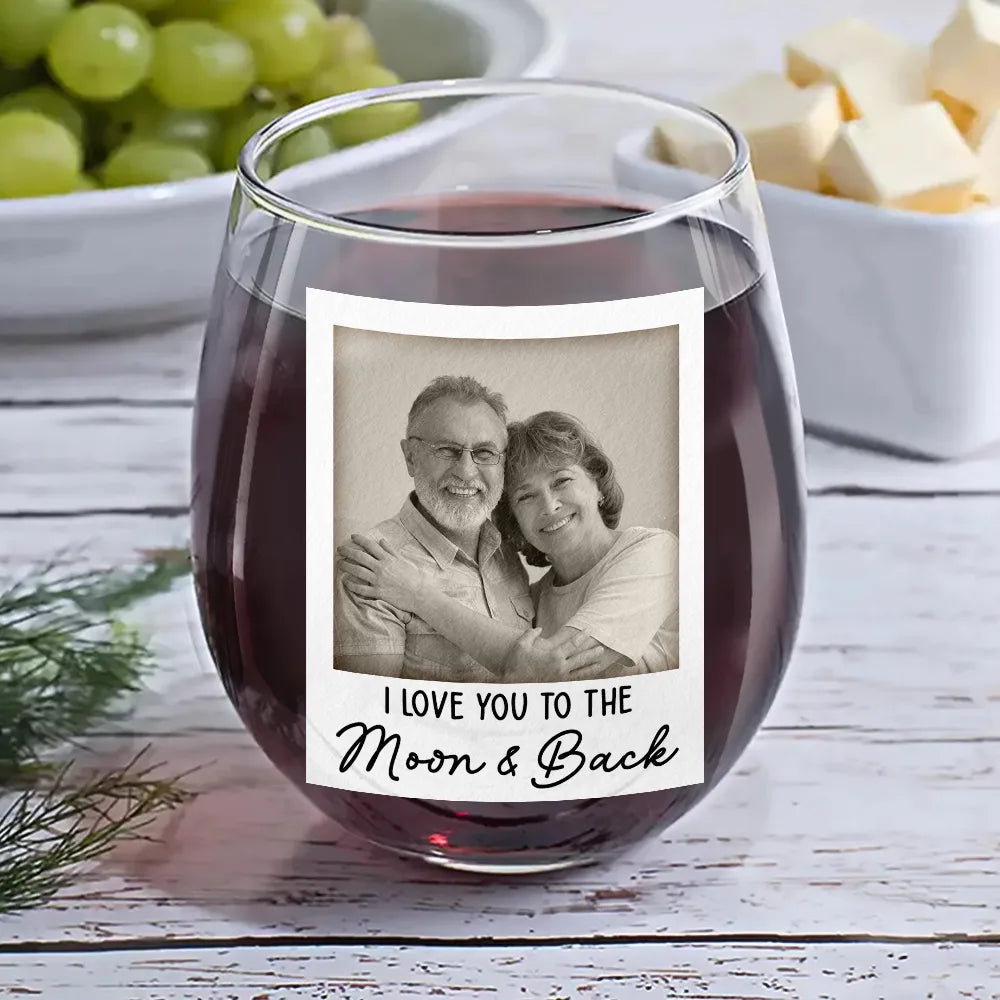 Old Couples,Gift For Husband,Gift For Wife,Gift For Boyfriend,Gift For Girlfriend,Happy - Custom Photo I'm Yours No Returns Or Refunds - Personalized Stemless Wine Glass