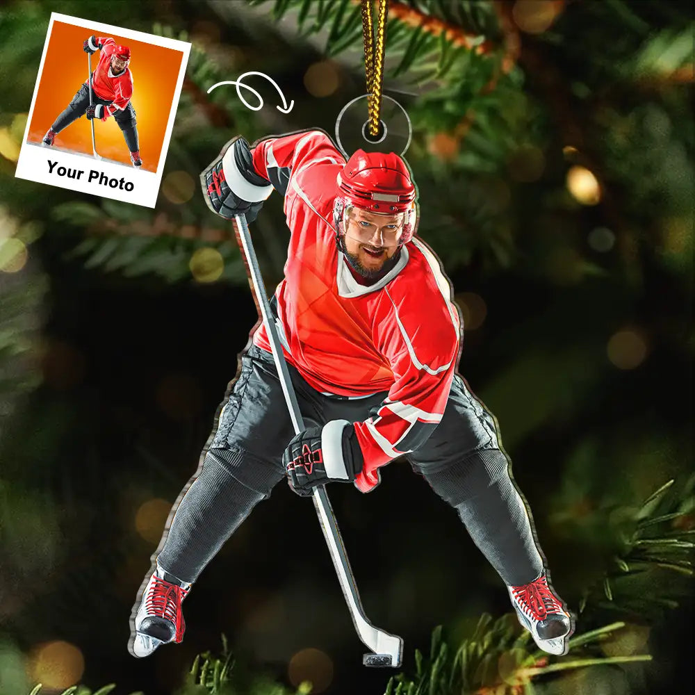 Custom Photo Ice Hockey Player - Personalized Acrylic Photo Ornament
