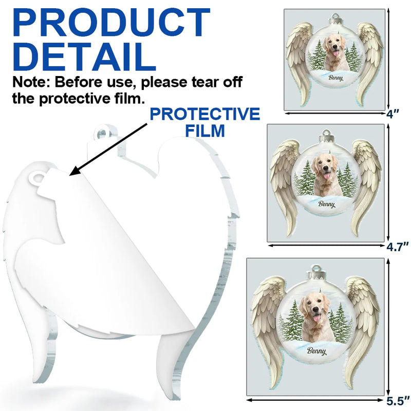 Christmas,Memorial,Sad,Pet Lovers,Dog Lovers,Cat Lovers,Family - Custom Photo In Loving Memory - Personalized Custom Shaped Acrylic Ornament