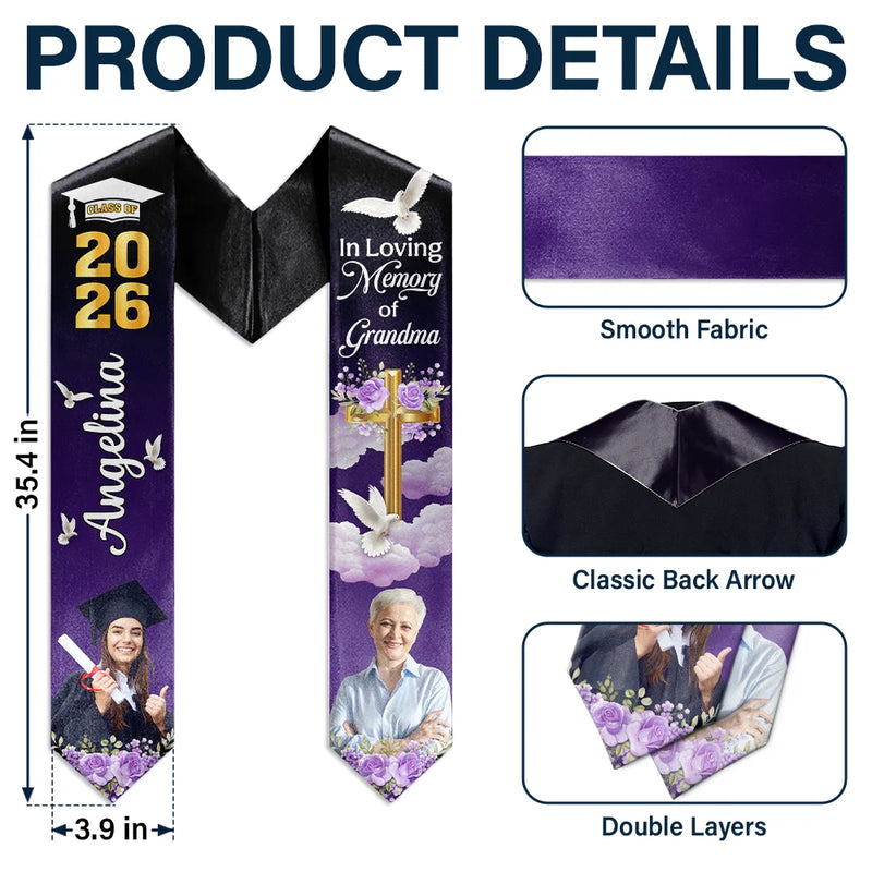 Graduation,Dad,Mom,Gift For Sibling,Gift For Bestie - Custom Photo In Loving Memory Family - Personalized Stoles