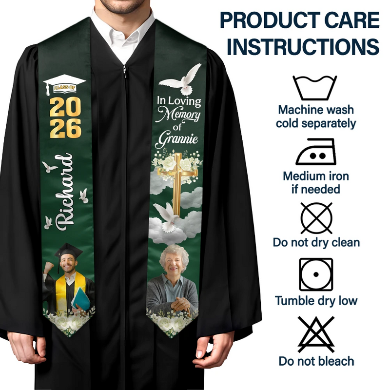Graduation,Dad,Mom,Gift For Sibling,Gift For Bestie - Custom Photo In Loving Memory Family - Personalized Stoles
