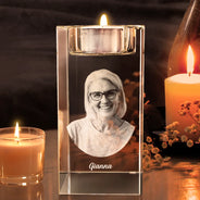 Family - Custom Photo In Loving Memory Memorial - Personalized Crystal Candle Holder