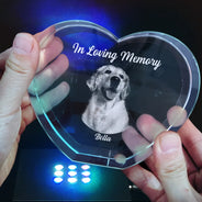 Custom Photo In Loving Memory Memorial - Personalized Crystal Heart