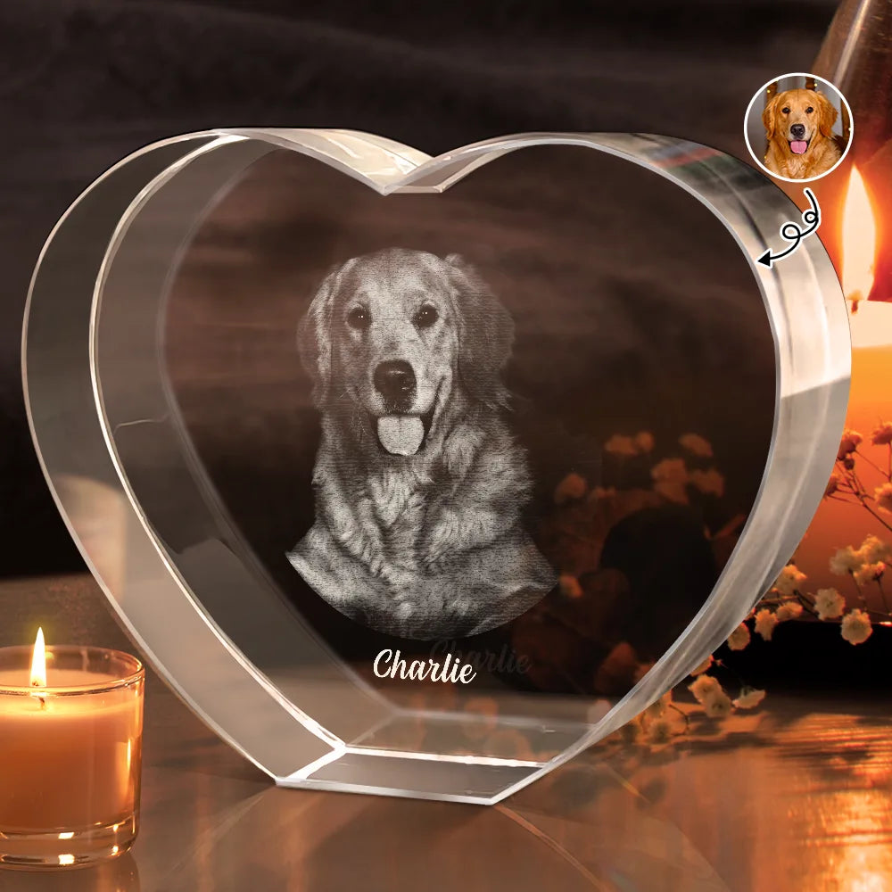 Custom Photo In Loving Memory Memorial - Personalized Crystal Heart