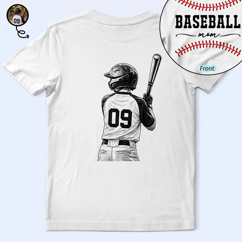 Baseball,Gift For Mother,Happy - Custom Photo Ink Drawing Baseball Mom Dad - Personalized T Shirt