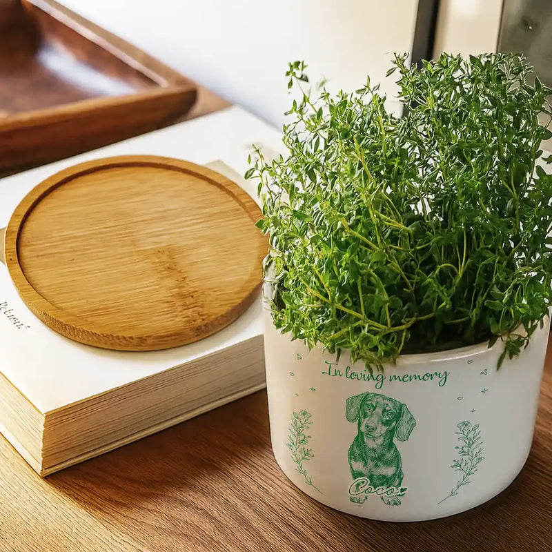 Custom Photo, Art Design, Pet Lovers, Top Market, Memorial, Sympathetic, Photo - Ink Drawing, Special Font - Custom Photo Ink Drawing Memorial I'm Always With You - Personalized Plant Pot