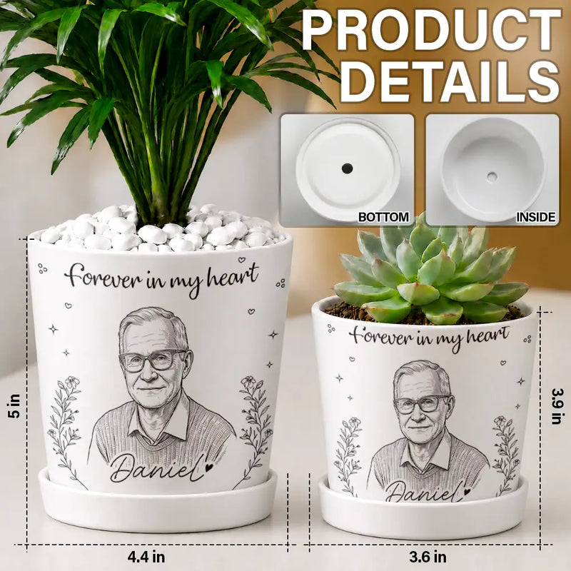 Custom Photo, Art Design, Pet Lovers, Top Market, Memorial, Sympathetic, Photo - Ink Drawing, Special Font - Custom Photo Ink Drawing Memorial I'm Always With You - Personalized Plant Pot