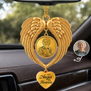 Art Design,Christmas,Sympathetic,Family,Memorial,Photo - Ink Drawing - Custom Photo Ink Drawing Memorial Your Wings Were Ready - Personalized Angel Wings Photo Ornament