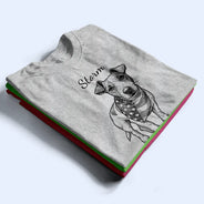 Happy,Dog Lovers,Pet Lovers,Cat Lovers - Custom Photo Ink Drawing Portrait Dog Cat Pet - Personalized T Shirt