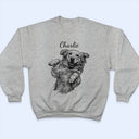 Happy,Dog Lovers,Pet Lovers,Cat Lovers - Custom Photo Ink Drawing Portrait Dog Cat Pet - Personalized T Shirt