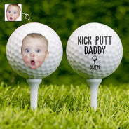 Sport Dad,Golf,Gift For Father,Gift For Men - Custom Photo Kick Putt Daddy - Personalized Golf Ball