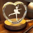 Happy, Parents, Gift For Grandparents, Gift For Kids, Gift For Daughter, Gift For Son - Custom Photo Kid Hobby Baseball Pet Ballet Gymnastics - Personalized Crystal Heart Shaped Lamp