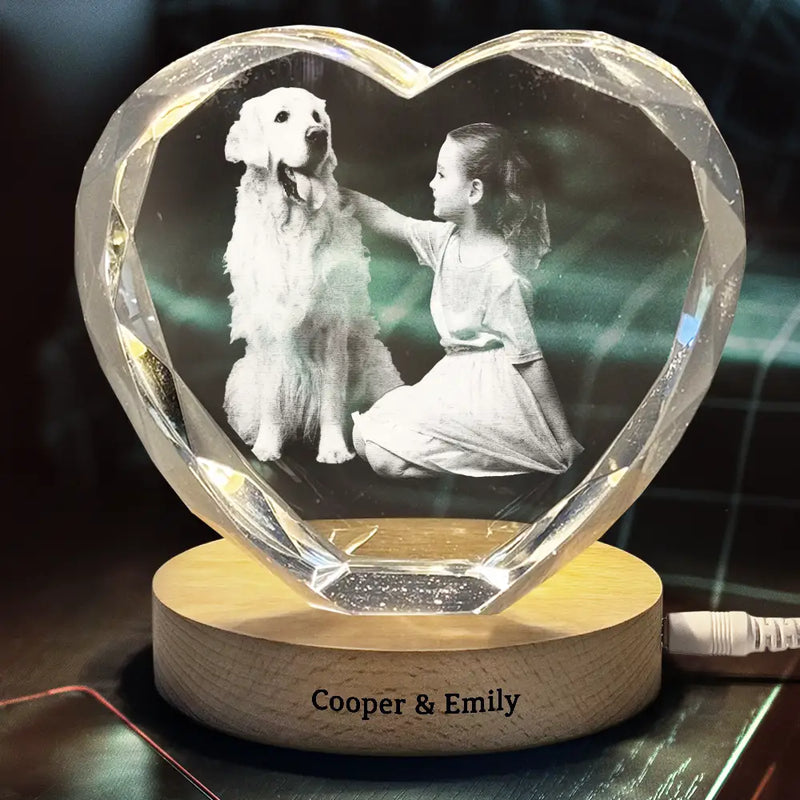 Happy, Parents, Gift For Grandparents, Gift For Kids, Gift For Daughter, Gift For Son - Custom Photo Kid Hobby Baseball Pet Ballet Gymnastics - Personalized Crystal Heart Shaped Lamp