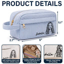 Back To School,Custom Photo,Art Design,Family,Confident,Photo - Pencil Sketch - Bold - Custom Photo Kid Pet Family Besties Portrait Pencil Sketch - Personalized Corduroy Pencil Case