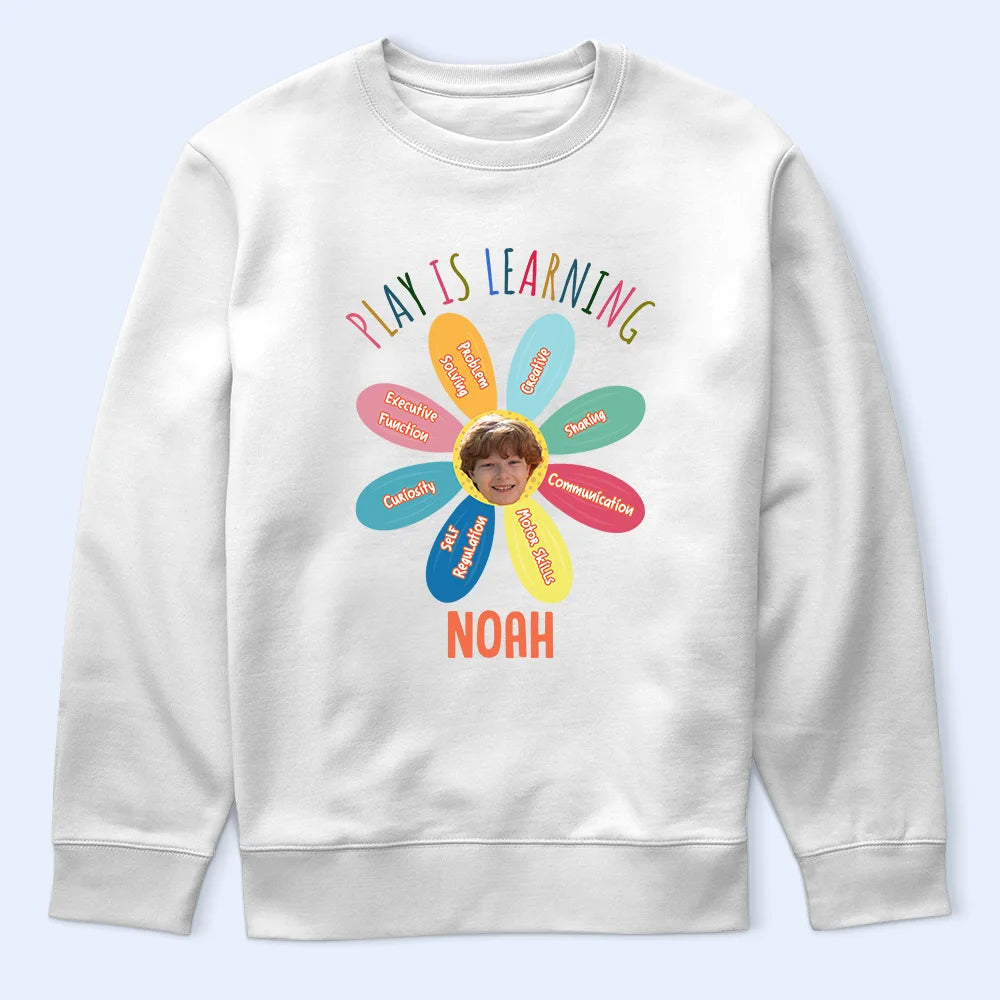 Gift For Kids, Back To School, Gift For Grandkids - Custom Photo Kid Play Is Learning - Personalized T Shirt