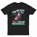 Top Market,Adorable,Back To School,Custom Photo,Gift For Kids,Cut-Face Photo - Custom Photo Kid Riding Truck Car Ready To Crush Kindergarten - Personalized T Shirt