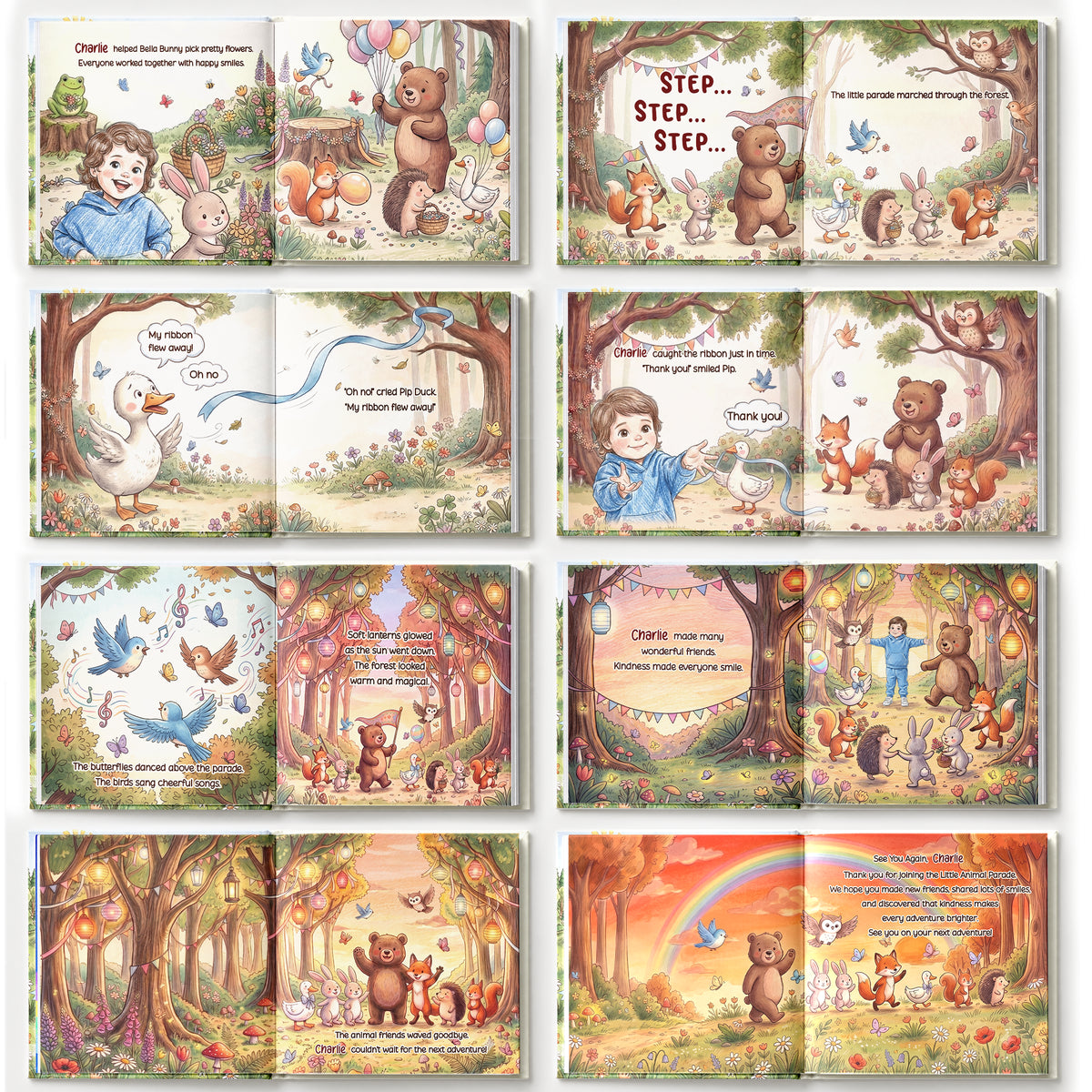 Parents,Art Design,Playful,Back To School,Reading,Photo - Colored Pencil ,Custom Text - Custom Photo Kid's Adventure Little Animal Parade Colored Sketch - Personalized Story Picture Book