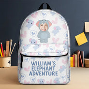 Gift For Kids, Back To School - Custom Photo Kid's Dinosaur Unicorn Bear Adventure - Personalized Canvas Backpack