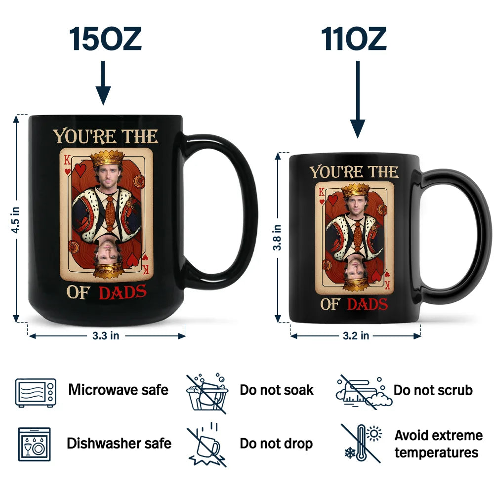 Gift For Men, Gift For Father, Funny, Custom Photo, Gift For Husband, Gift For Uncle - Custom Photo King Of Dads - Personalized Black Mug