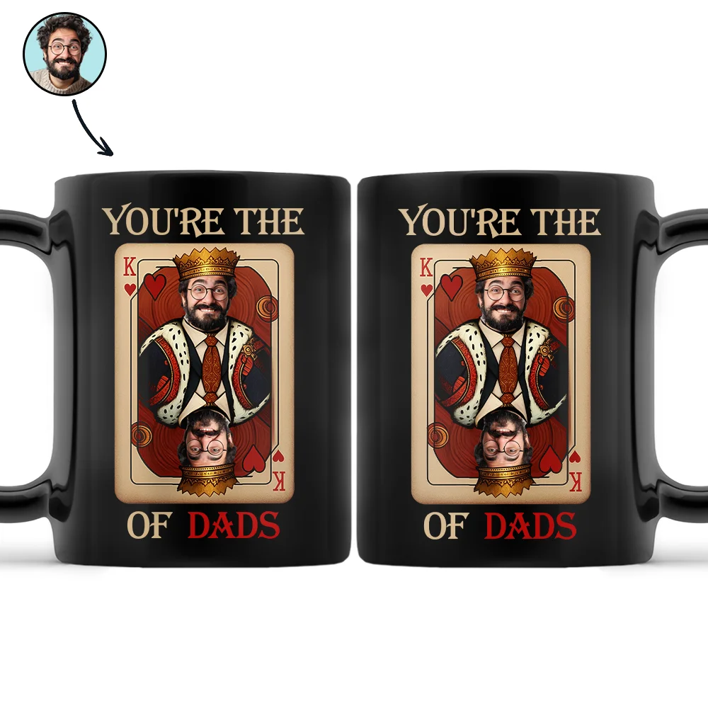 Custom Photo King Of Dads - Personalized Black Mug
