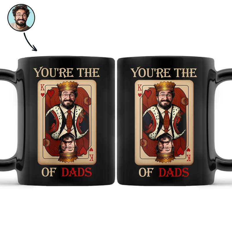 Gift For Men, Gift For Father, Funny, Custom Photo, Gift For Husband, Gift For Uncle - Custom Photo King Of Dads - Personalized Black Mug