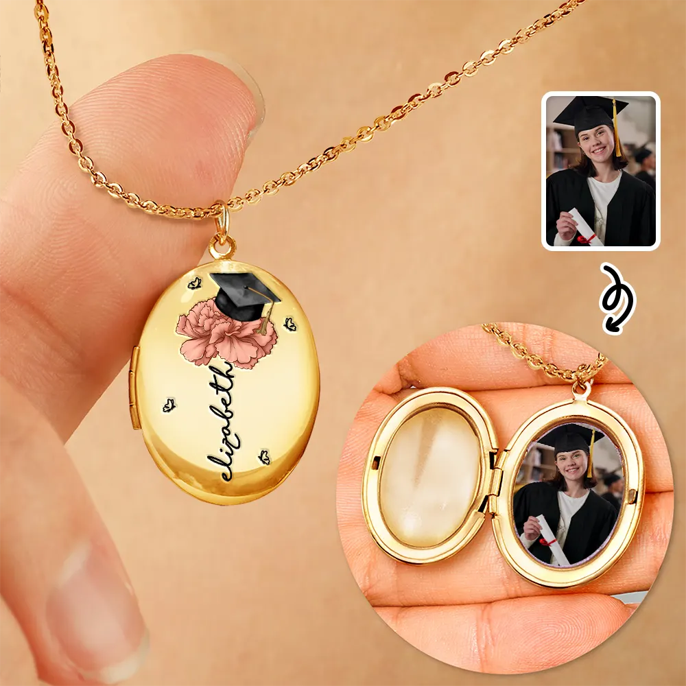 Graduation, Happy, Gift For Yourself, Gift For Women, Gift For Daughter, Gift For Sisters, Gift For Sibling, Gift For Bestie - Custom Photo Let Yourself Bloom - Personalized Locket Necklace