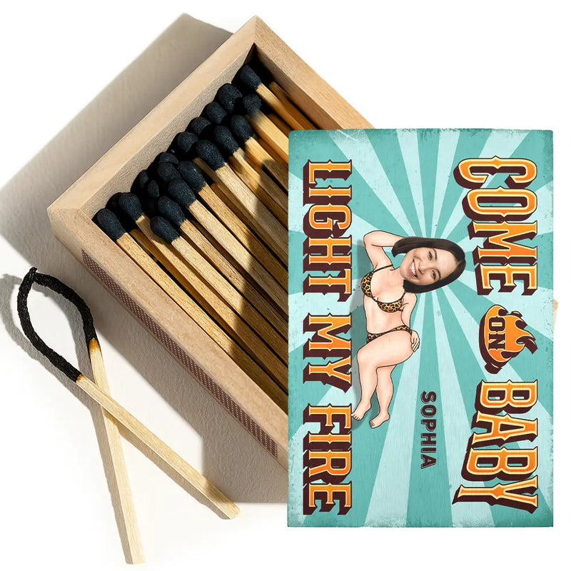 Gift For Husband,Gift For Wife,Gift For Boyfriend,Love - Custom Photo Light My Fire - Personalized Wooden Matchbox