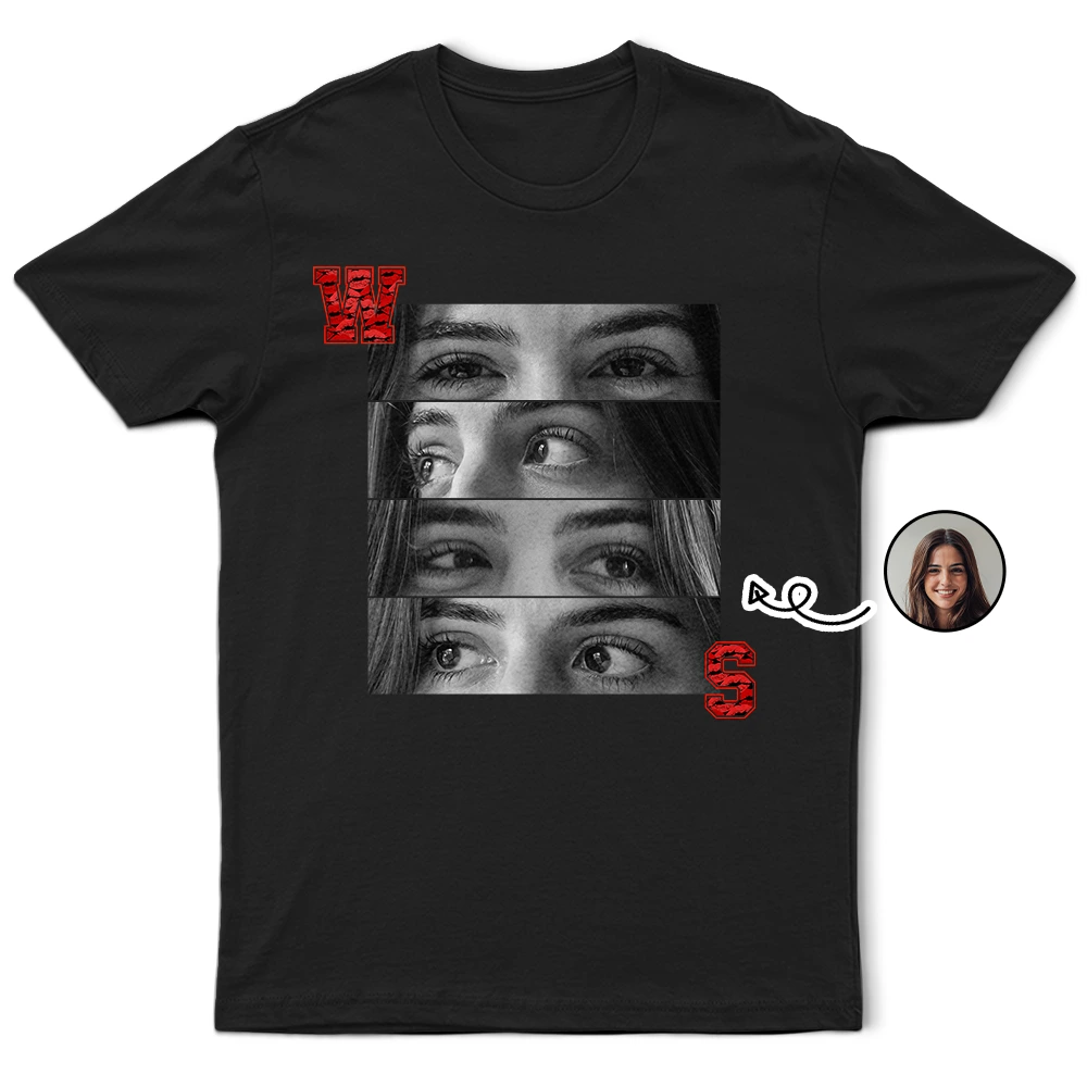 Custom Photo Lipstick Letter Couple - Personalized T Shirt