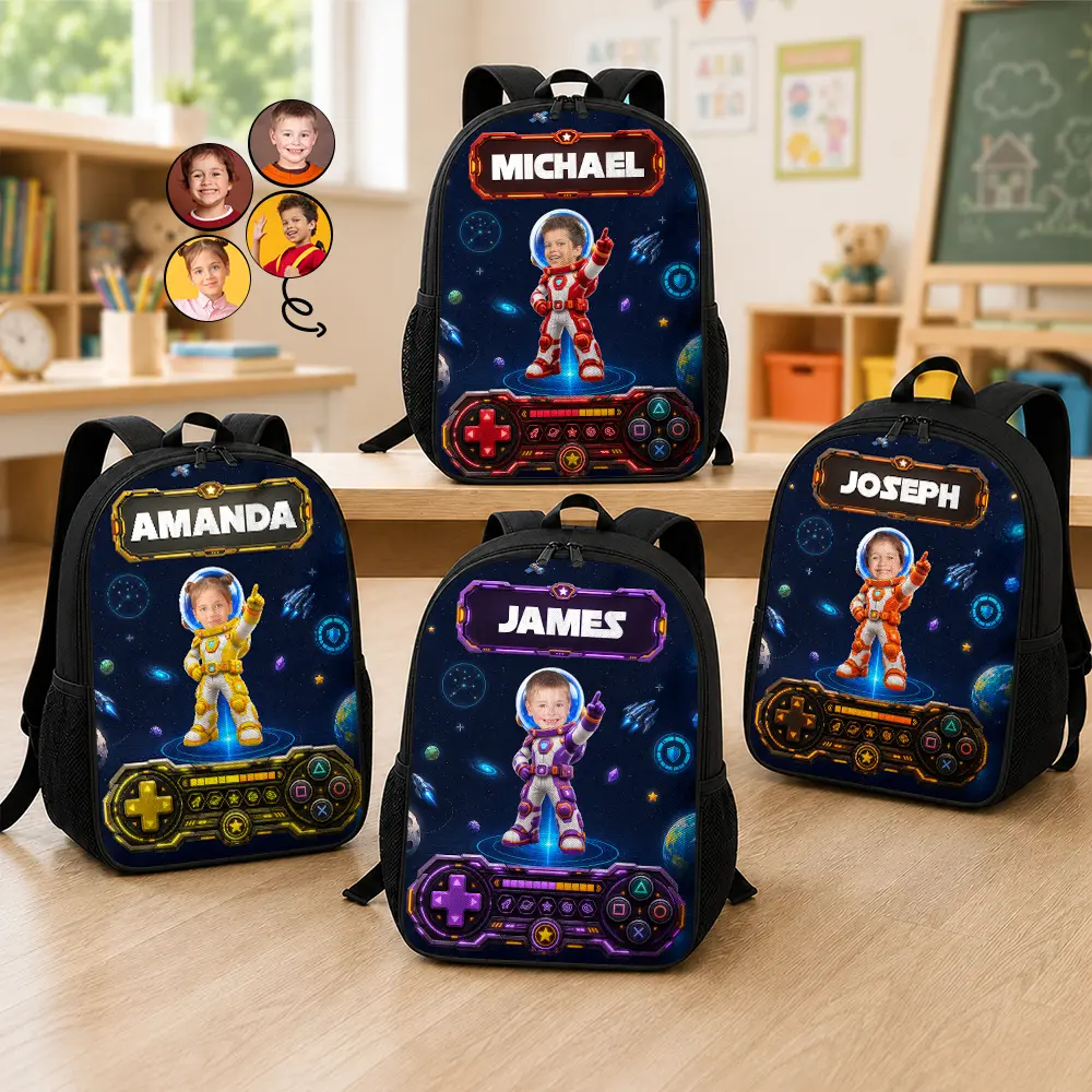 Custom Photo Little Space Explorer - Personalized Kids Backpack