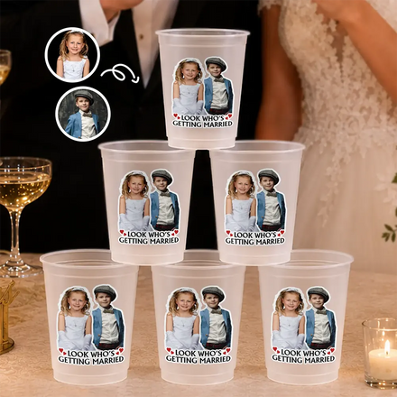 Custom Photo Look Who's Getting Married - Personalized Frosted Cups
