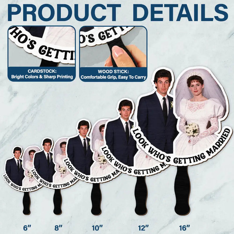 Humorous, Custom Photo, Gift For Couples, Wedding, Dynamic Photo - Custom Photo Look Who's Getting Married Couple - Personalized Handheld Fan