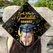 Family,Graduation,Funny,Happy,Gift For Daughter,Gift For Son,Gift For Yourself,Gift For Women,Gift For Men - Custom Photo Look Who's Graduated - Personalized Graduation Cap Topper