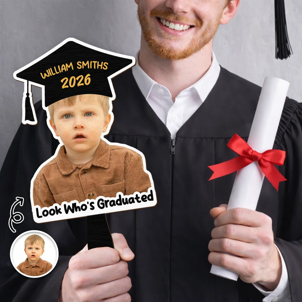 Custom Photo Look Who's Graduated - Personalized Graduation Handheld Fan