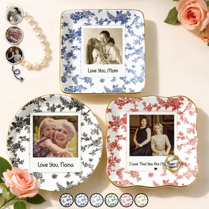 Custom Photo,Gift For Mother,Gift For Grandma,Happy - Custom Photo Love You Mom Nana Polaroid - Personalized Ring Dish