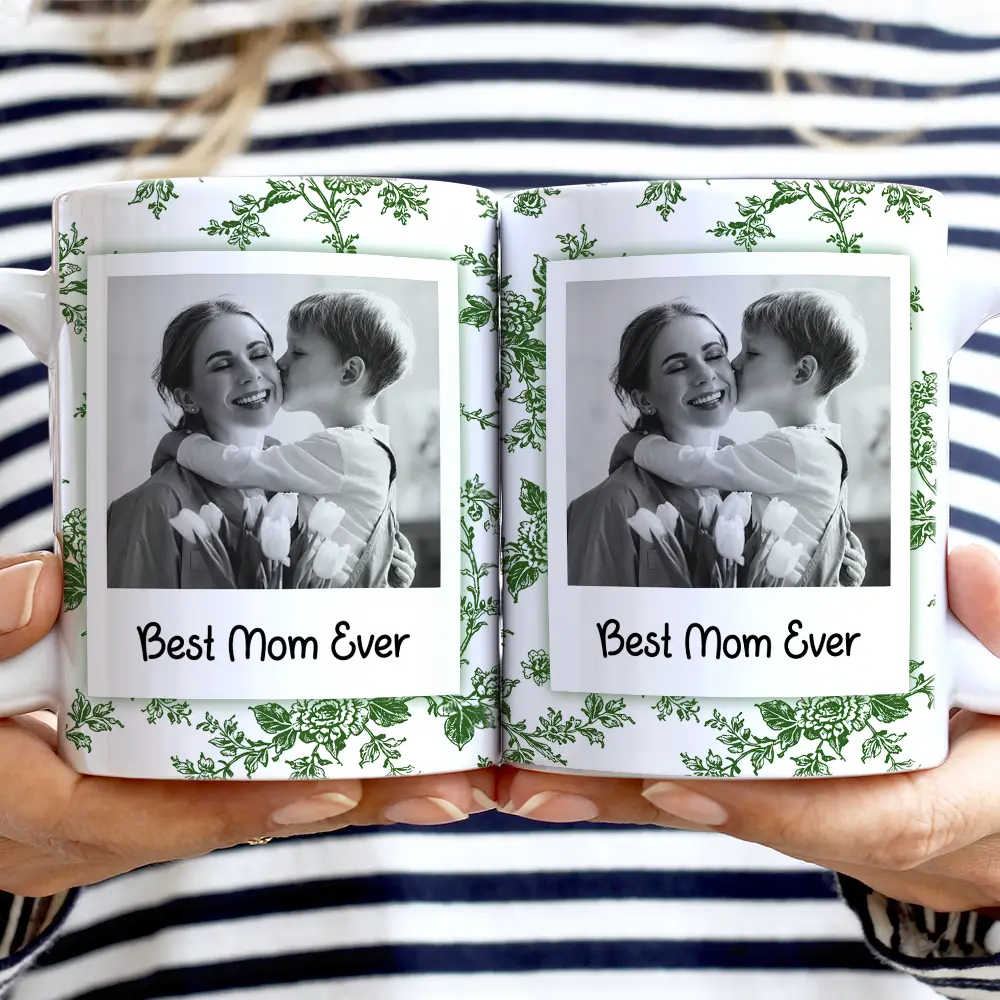 Custom Photo,Gift For Mother,Gift For Grandma,Happy - Custom Photo Love You Mom Nana Polaroid - Personalized White Edge-to-Edge Mug