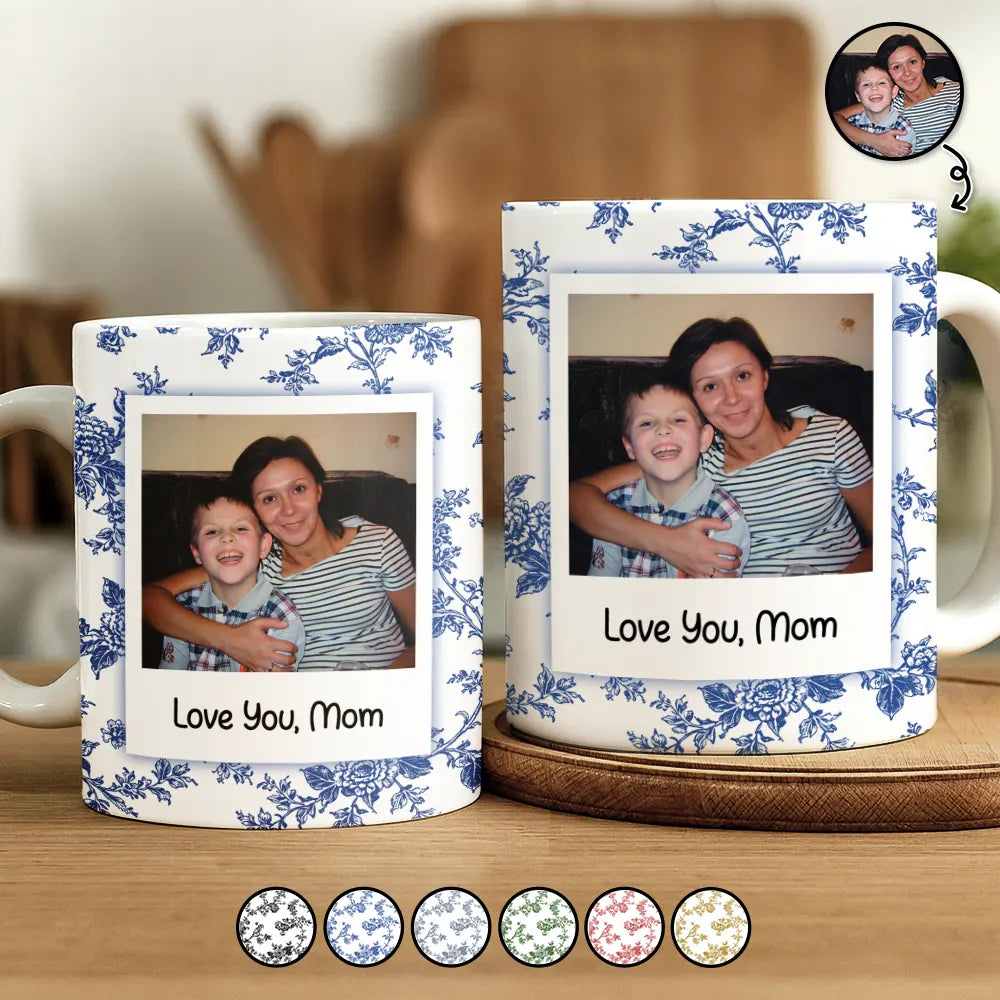 Custom Photo,Gift For Mother,Gift For Grandma,Happy - Custom Photo Love You Mom Nana Polaroid - Personalized White Edge-to-Edge Mug