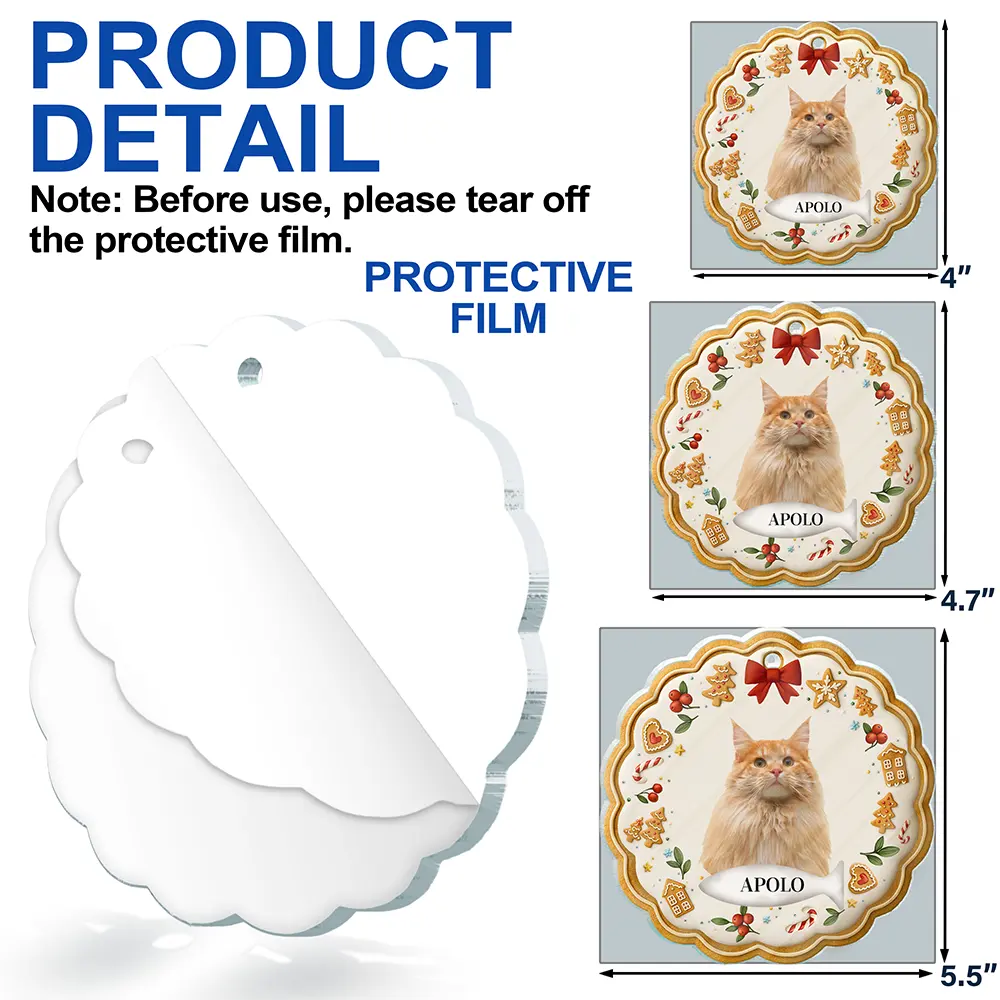 Happy,Christmas,Pet Lovers,Custom Photo - Custom Photo Lovely Pet Face Gingerbread - Personalized Custom Shaped Acrylic Ornament