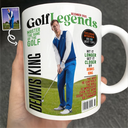 Golf,Gift For Bestie,Gift For Father,Gift For Grandpa,Happy,Custom Photo - Custom Photo Magazine GolfLegends - Personalized Mug